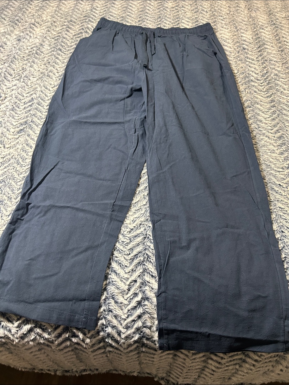 Women’s Wide Leg Drawstring Pants in Dark Blue
